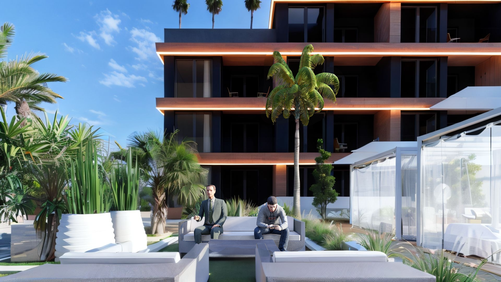 Luxury residential complex with hotel-concept living, pool and social areas in Altıntaş