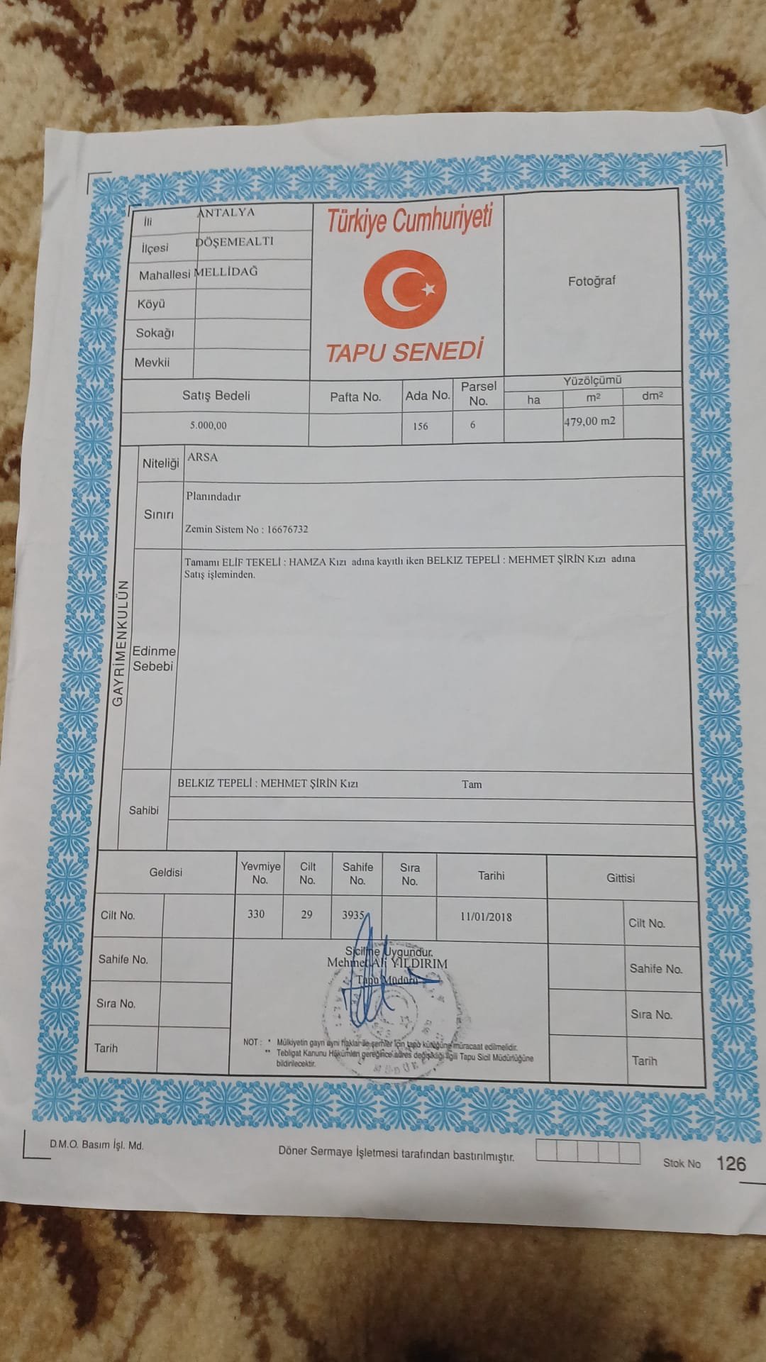 ANTALYA DÖŞEMEALTI MELLİDAĞDA SATILIK İMARLI VİLLALIK ARSA