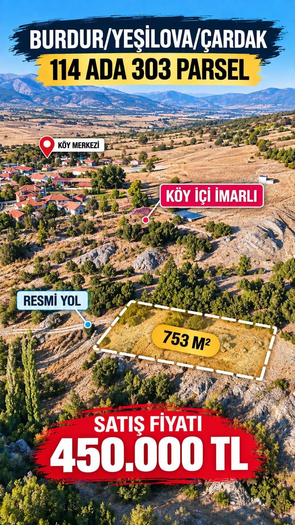 Burdur/Yeşilova/Çardak Satılık Arsa
